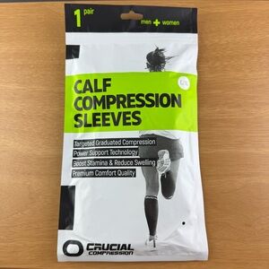 NEW Crucial Compression 1 Pair Calf Compression Sleeves Adult Black size L / XL